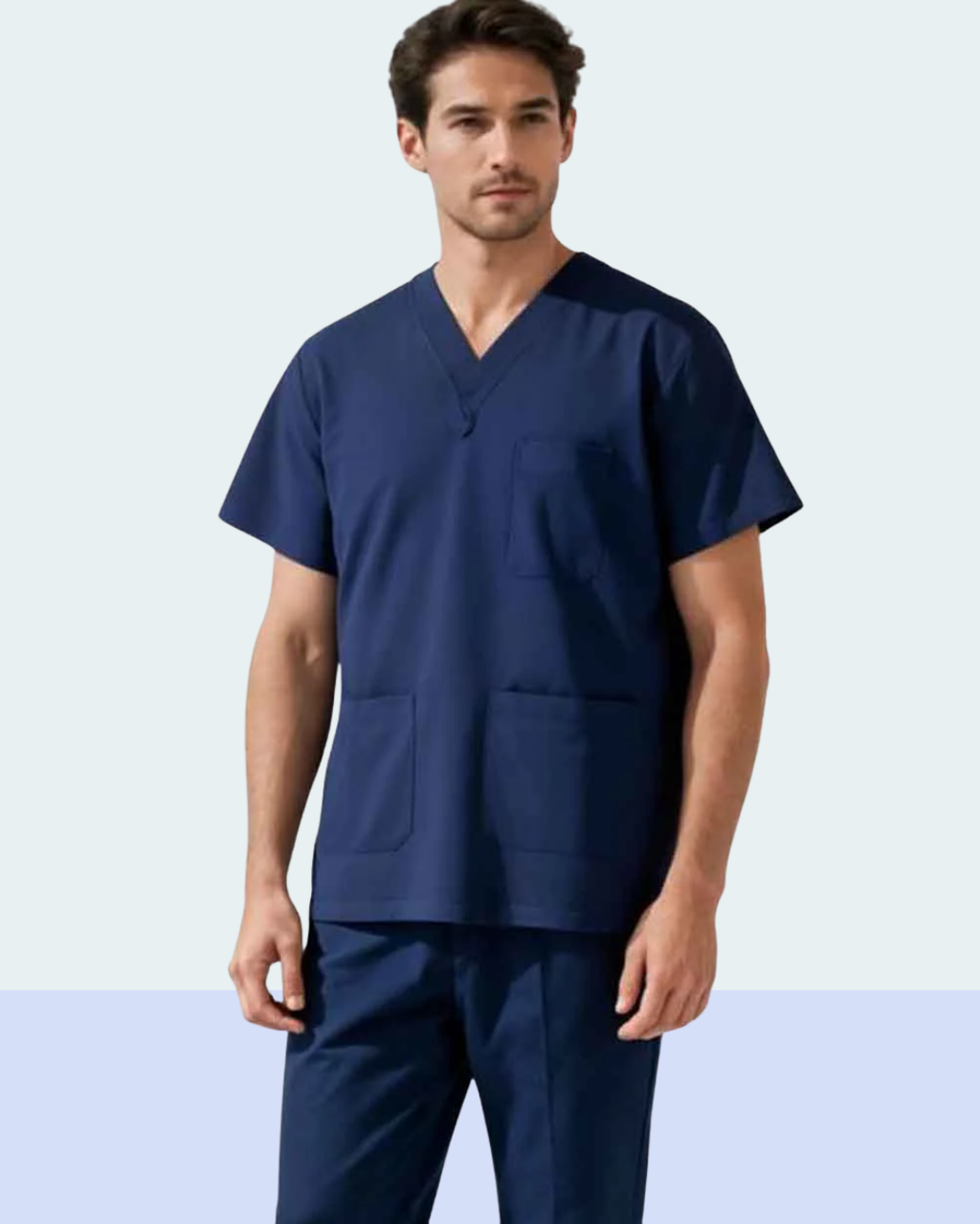 Men's Navy Blue Medical Scrub Set -  Professional Healthcare Uniform Suit