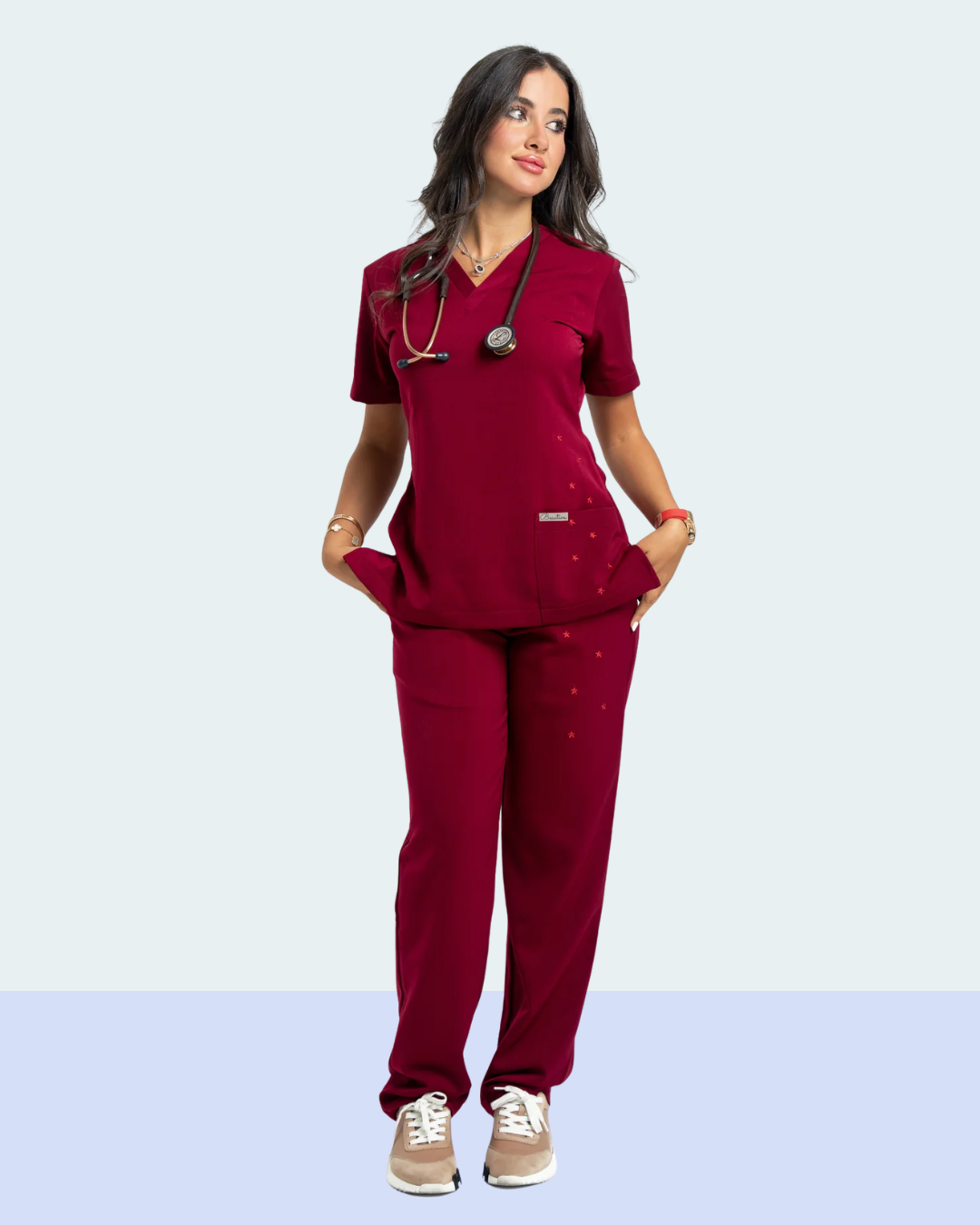 Women's Medical Scrub Set – Burgundy