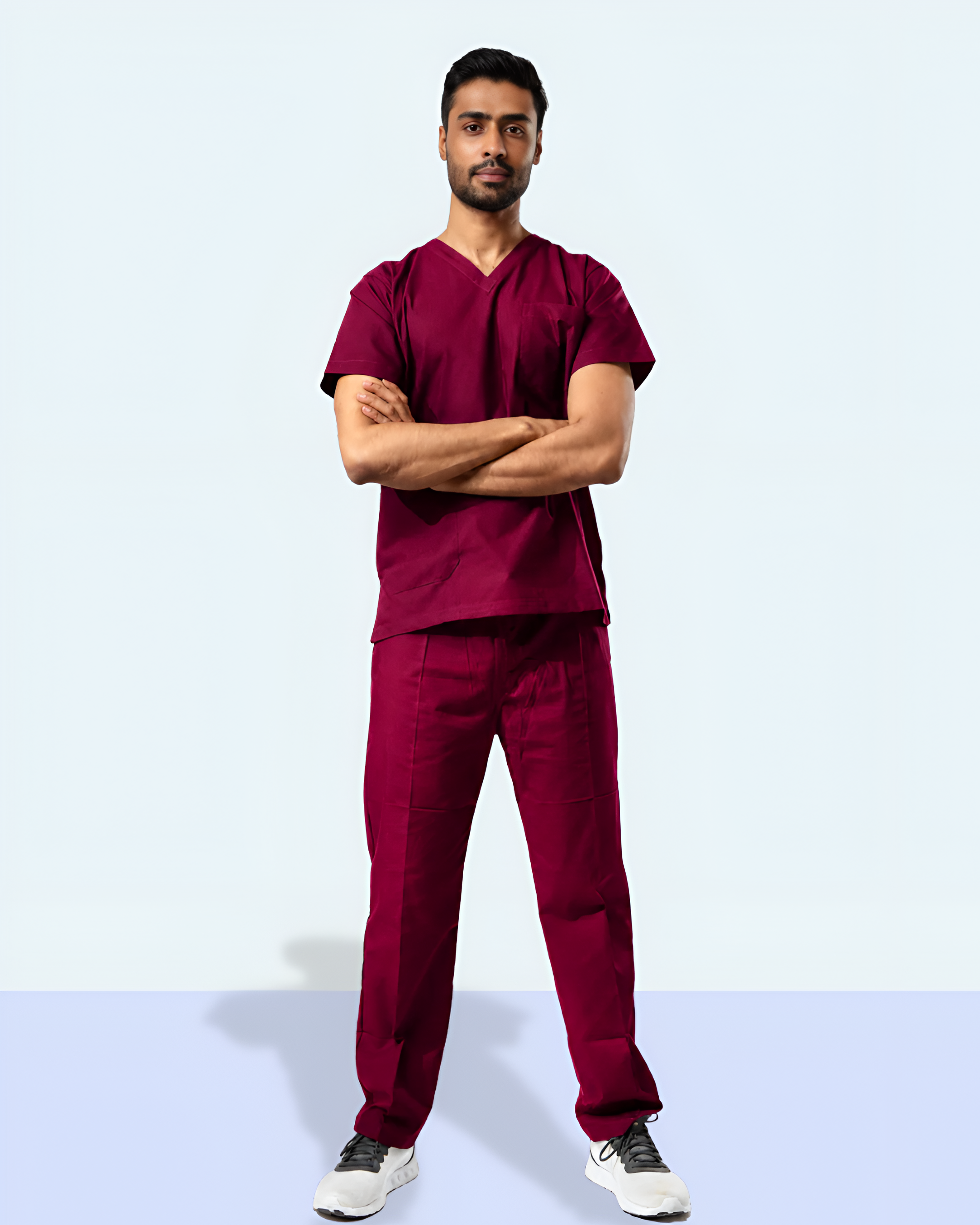 Men’s Burgundy Medical Scrub Set – Professional Healthcare Uniform Suit