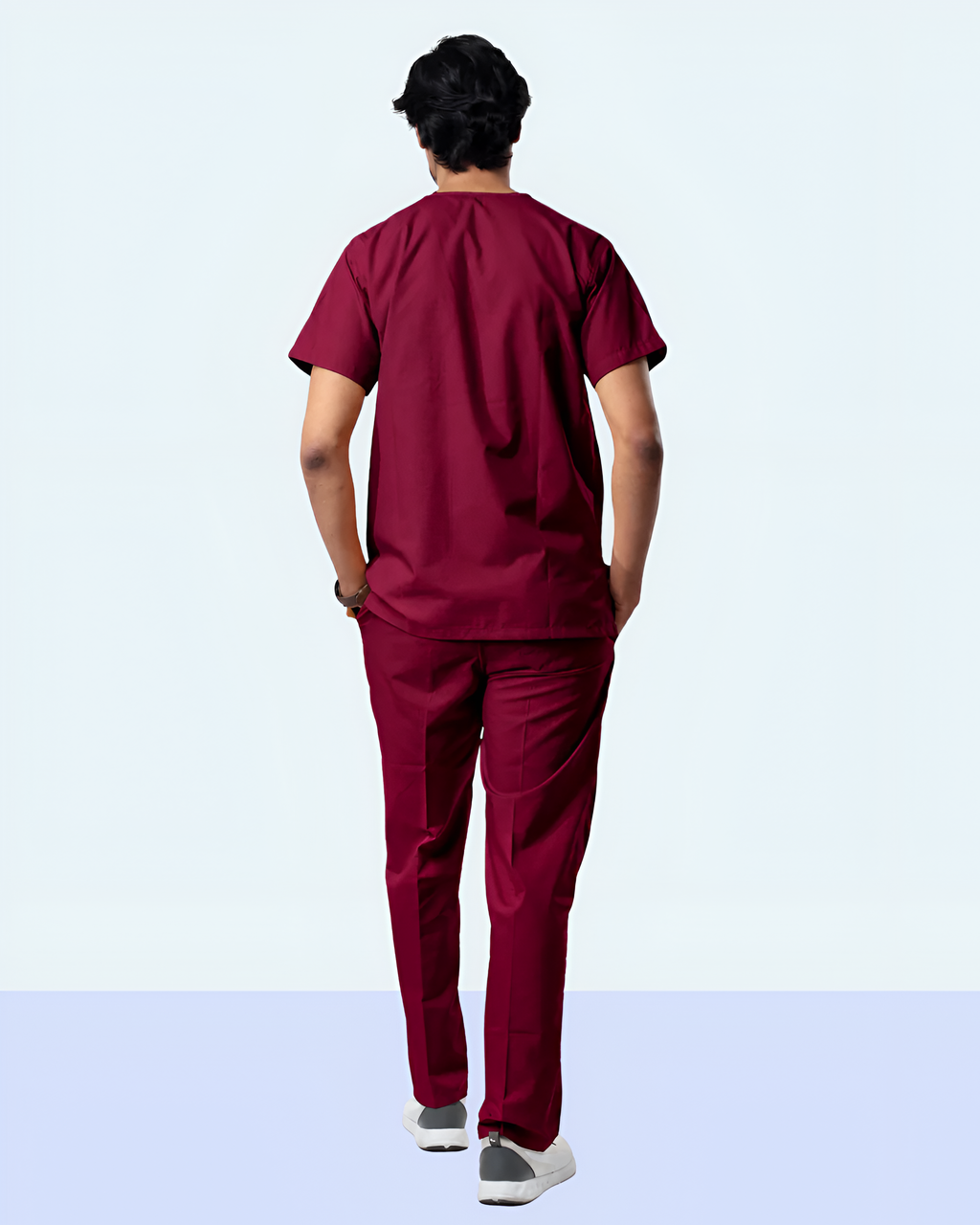 Men’s Burgundy Medical Scrub Set – Professional Healthcare Uniform Suit
