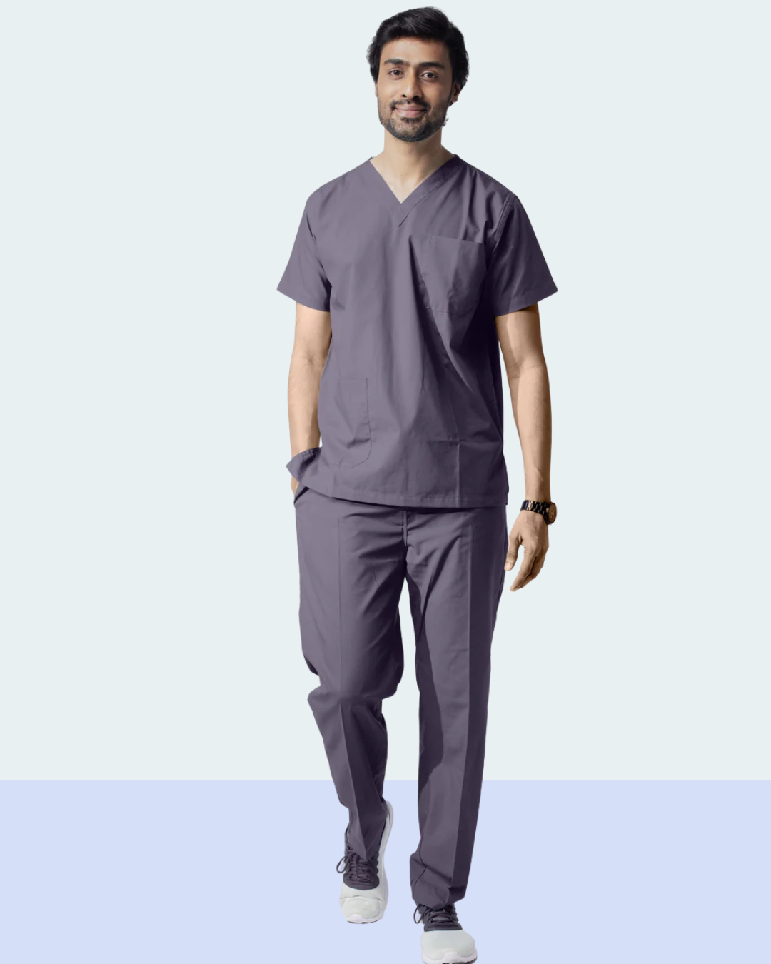 Men’s Grey Medical Scrub Set – Professional Healthcare Uniform Suit