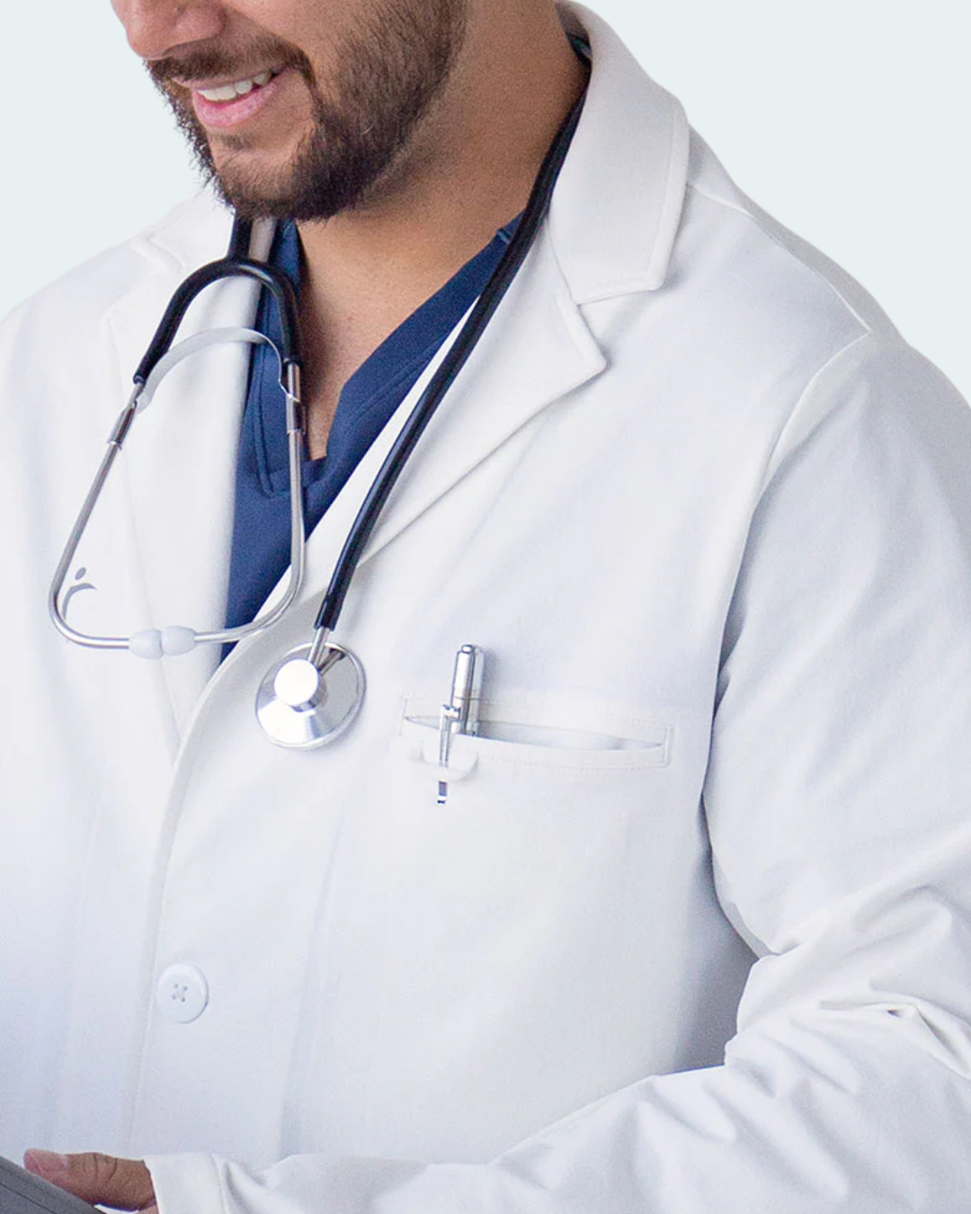 Men's White Medical Lab Coat – Classic Fit