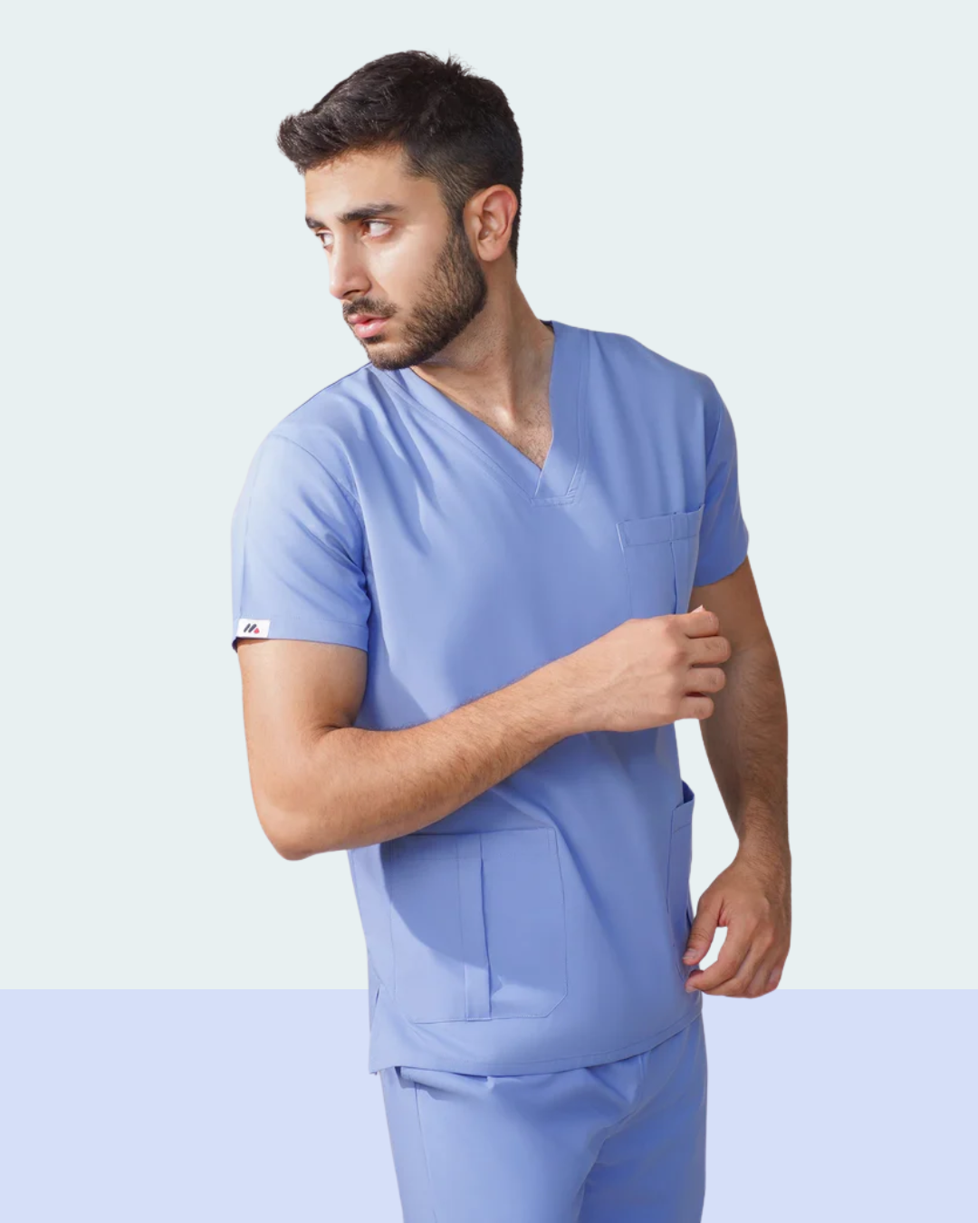 Men's Ceil Blue Medical Scrub Set – Professional Healthcare Uniform Suit