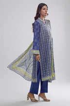 Azure Charm – Blue Printed Lawn 3 Piece