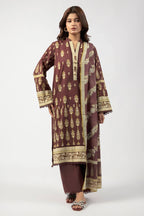 Mocha Bloom – Brown Printed Lawn 3 Piece