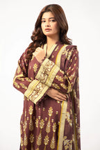 Mocha Bloom – Brown Printed Lawn 3 Piece