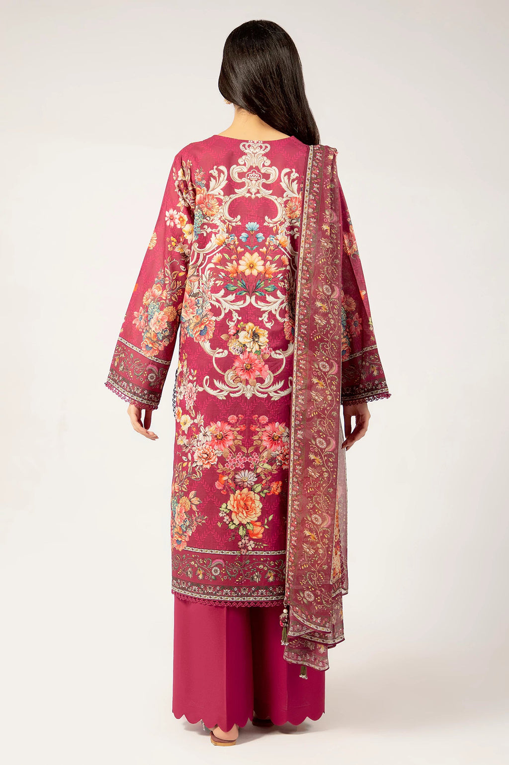 Fuchsia Flair – Magenta Printed Lawn 3 Piece