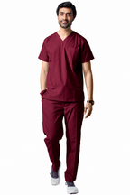 Men’s Burgundy Medical Scrub Set – Professional Healthcare Uniform Suit