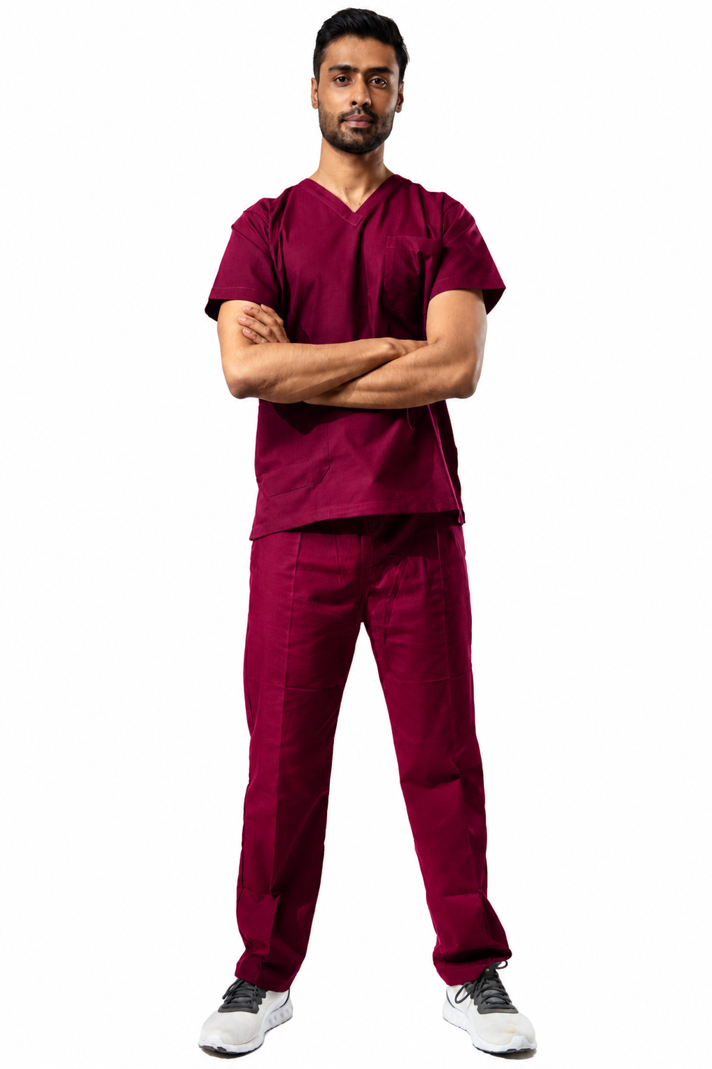 Men’s Burgundy Medical Scrub Set – Professional Healthcare Uniform Suit