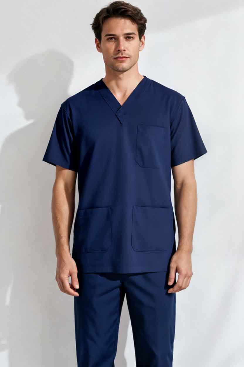 Men's Navy Blue Medical Scrub Set – Comfortable Healthcare Uniform Suit